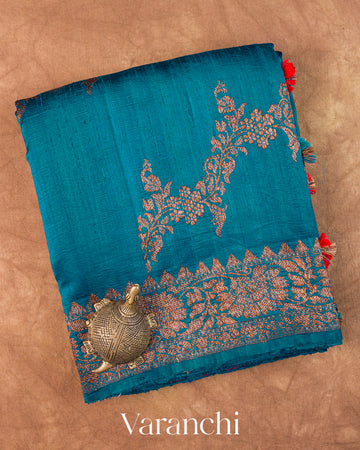 Royal Blue Lehariya Pure Raw Silk Handloom Saree