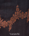 Jet Black Lehariya Pure Raw Silk Handloom Saree