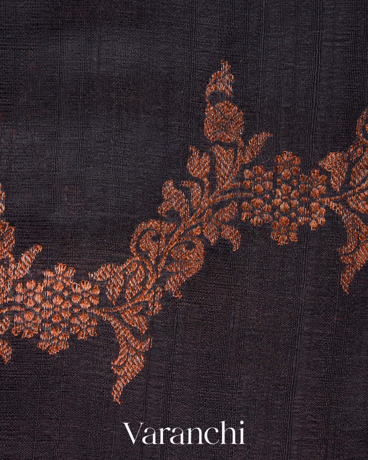 Jet Black Lehariya Pure Raw Silk Handloom Saree