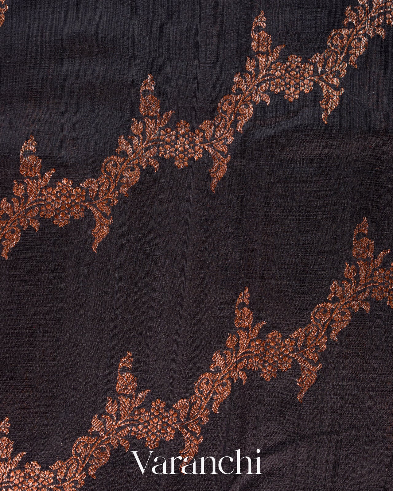 Jet Black Lehariya Pure Raw Silk Handloom Saree