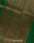 Emerald Green Floral Lehariya Pure Raw Silk Handloom Saree