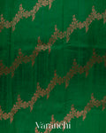 Emerald Green Floral Lehariya Pure Raw Silk Handloom Saree