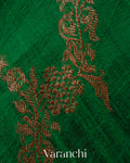 Emerald Green Floral Lehariya Pure Raw Silk Handloom Saree