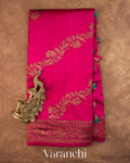 Rani Pink Lehariya Pure Raw Silk Handloom Saree