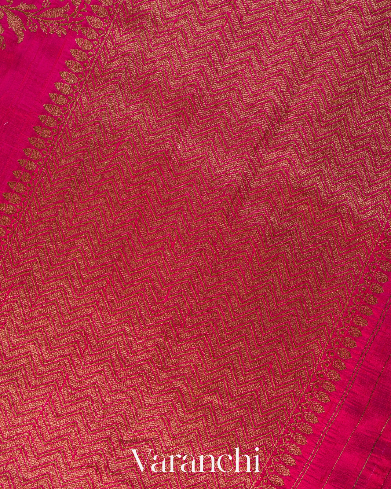 Rani Pink Lehariya Pure Raw Silk Handloom Saree