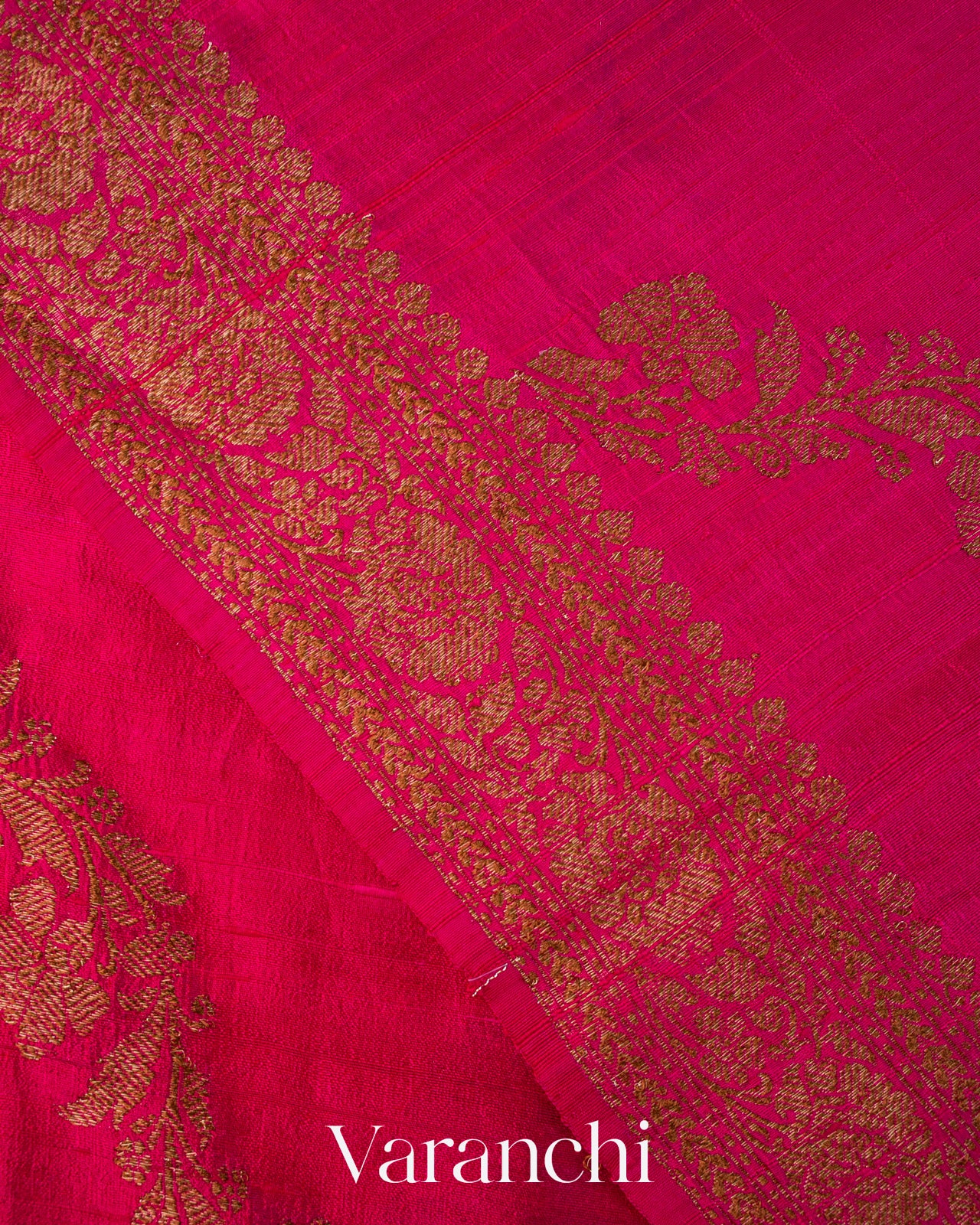 Rani Pink Lehariya Pure Raw Silk Handloom Saree