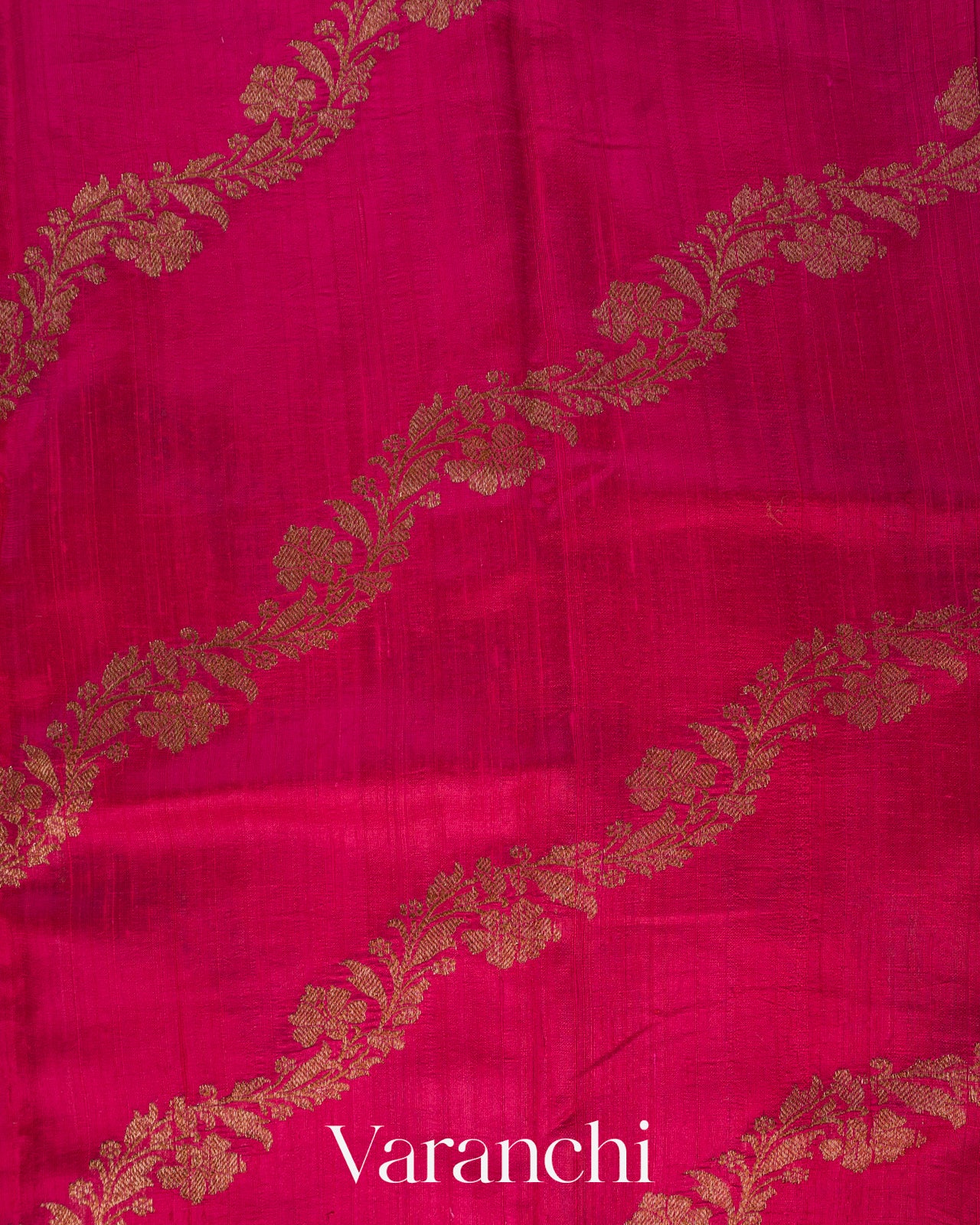 Rani Pink Lehariya Pure Raw Silk Handloom Saree