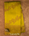Olive Yellow Lehariya Pure Raw Silk Handloom Saree