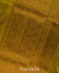 Olive Yellow Lehariya Pure Raw Silk Handloom Saree