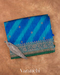 Peacock Blue Lehariya Shibori Pure Raw Silk Handloom Saree