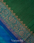 Peacock Blue Lehariya Shibori Pure Raw Silk Handloom Saree