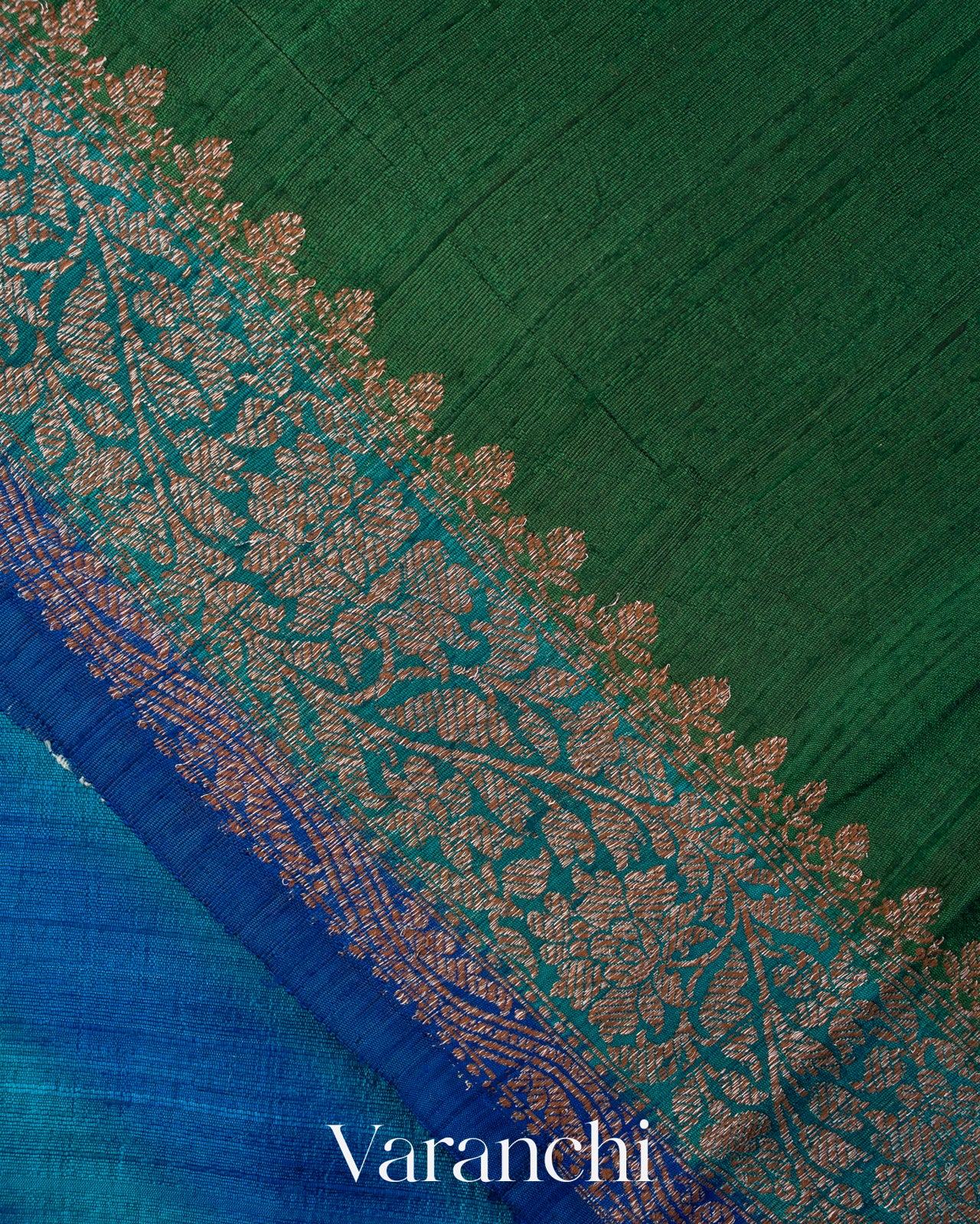 Peacock Blue Lehariya Shibori Pure Raw Silk Handloom Saree