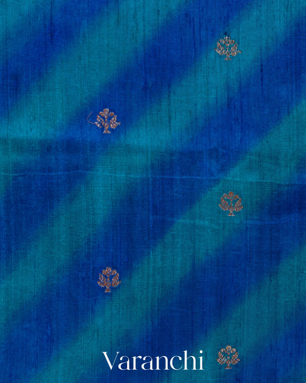 Peacock Blue Lehariya Shibori Pure Raw Silk Handloom Saree