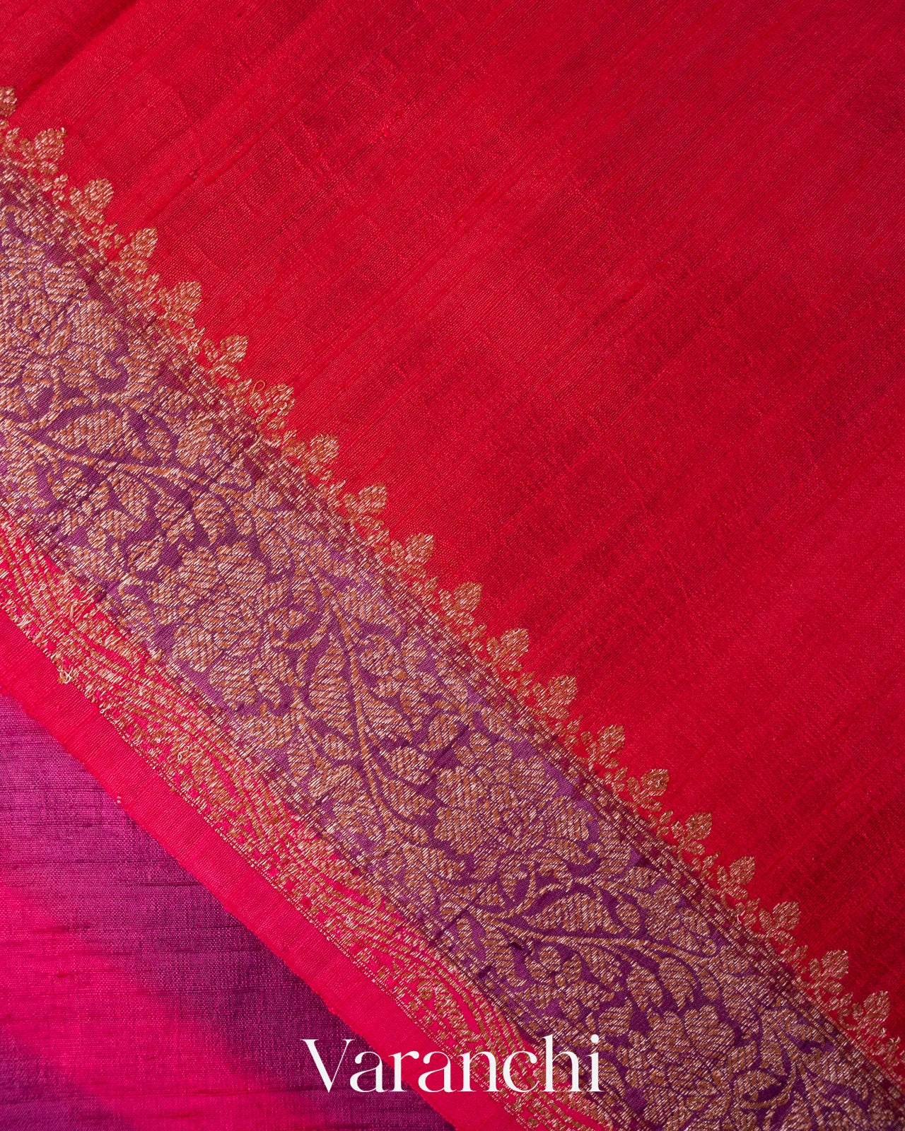 Magenta Lehariya Shibori Pure Raw Silk Handloom Saree