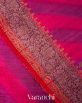 Magenta Lehariya Shibori Pure Raw Silk Handloom Saree