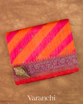 Turmeric Orange Lehariya Shibori Pure Raw Silk Handloom Saree