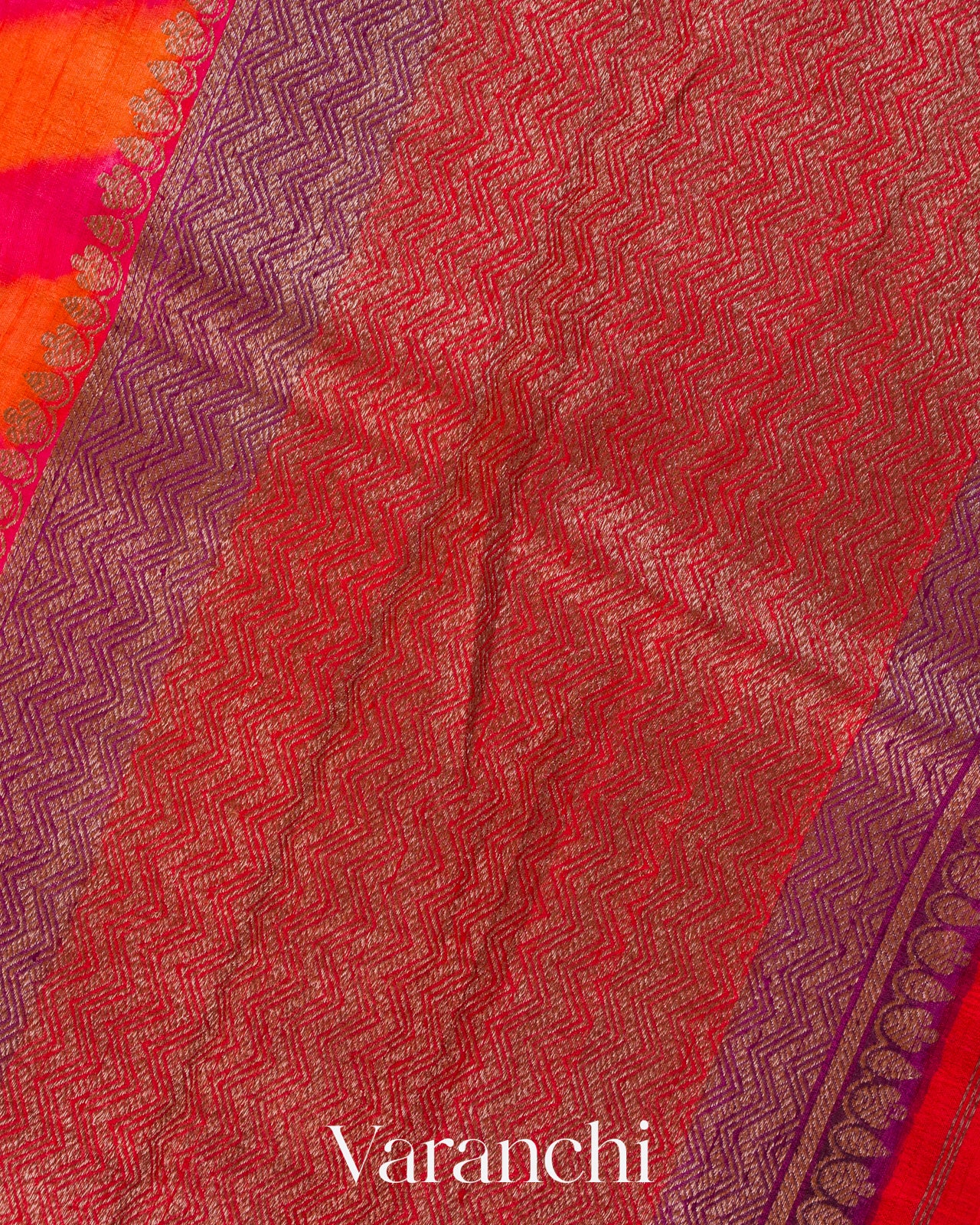 Turmeric Orange Lehariya Shibori Pure Raw Silk Handloom Saree