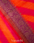 Turmeric Orange Lehariya Shibori Pure Raw Silk Handloom Saree