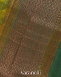 Olive Green Lehariya Shibori Pure Raw Silk Handloom Saree