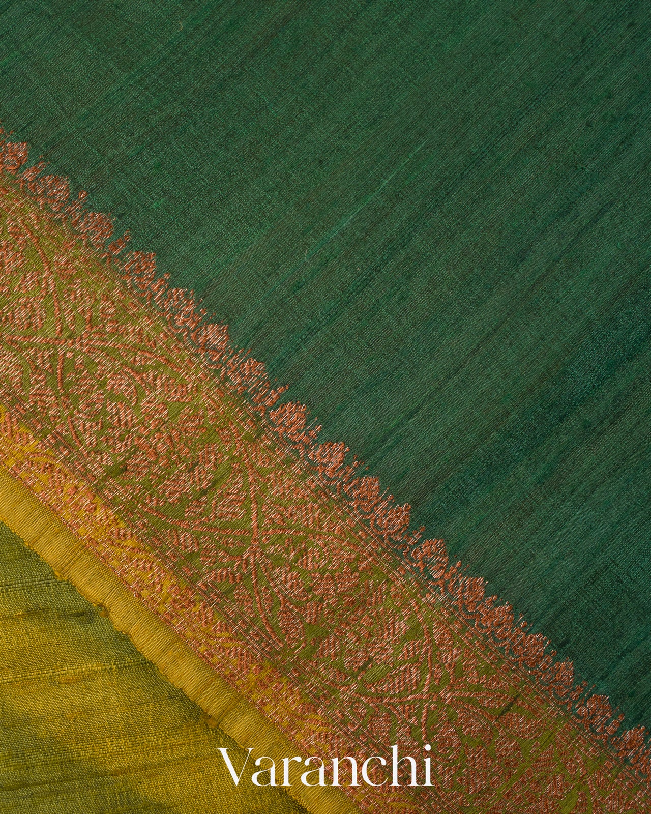 Olive Green Lehariya Shibori Pure Raw Silk Handloom Saree