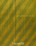 Olive Green Lehariya Shibori Pure Raw Silk Handloom Saree