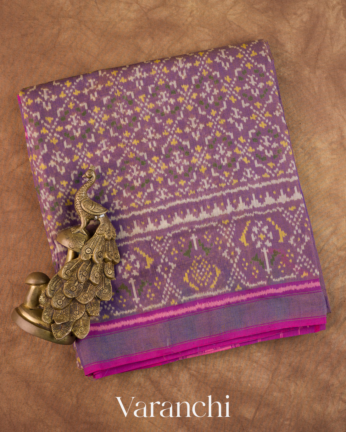 Purple Ikat Diamond Pure Rajkot Patola Silk Handloom Saree