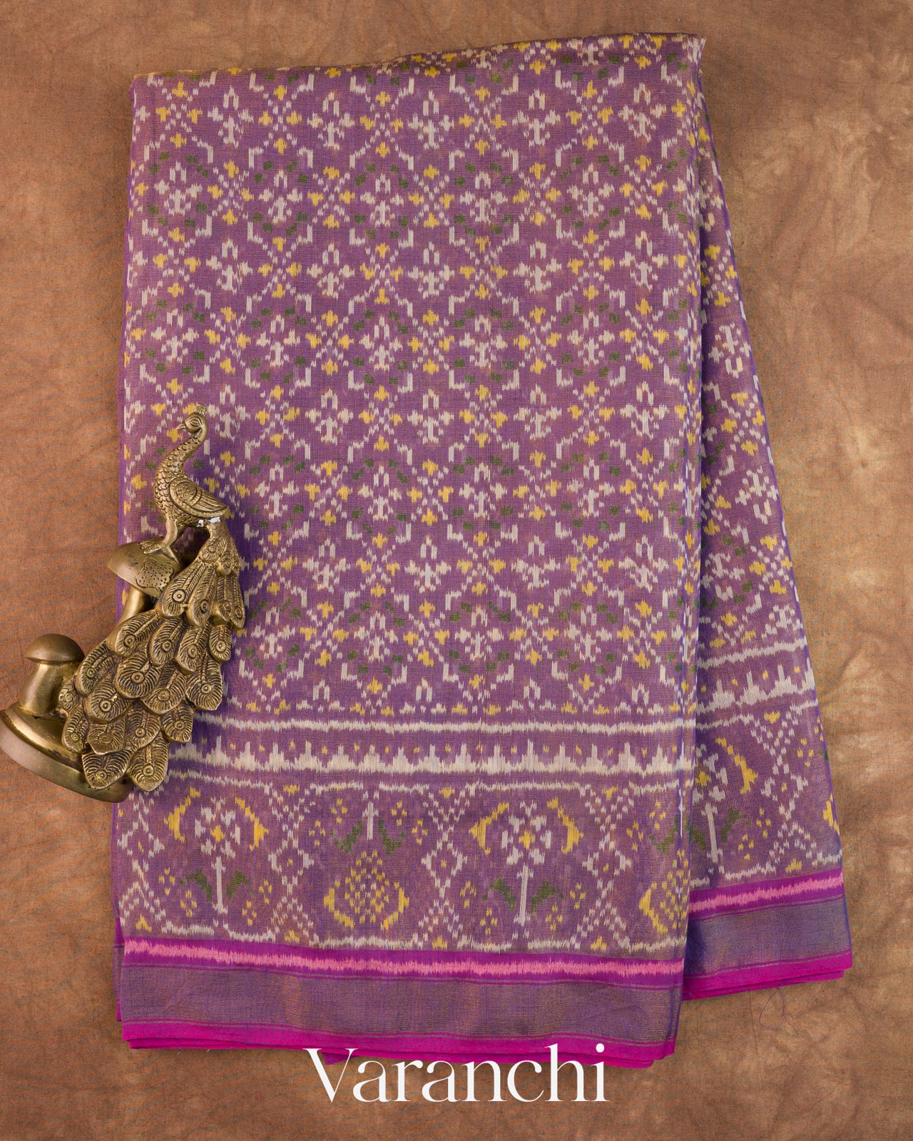 Purple Ikat Diamond Pure Rajkot Patola Silk Handloom Saree
