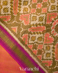 Coral Pink Patola Bordered Pure Rajkot Patola Cotton Tissue Handloom Saree