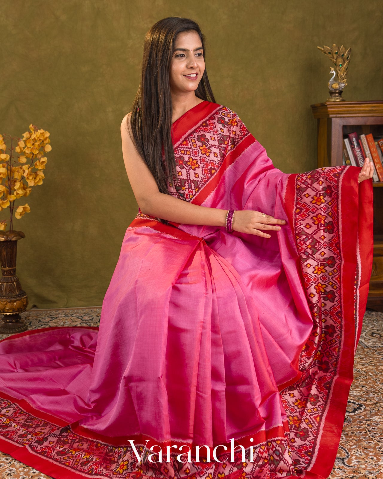 Pink Pure Rajkot Patola Silk Handloom Saree