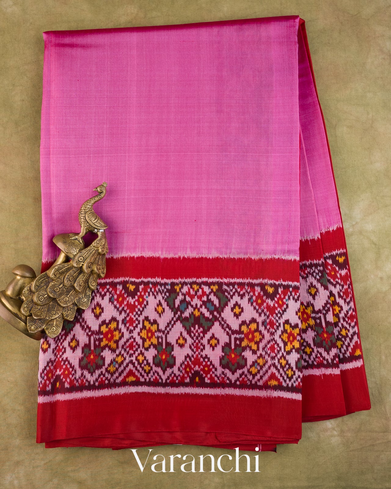 Pink Pure Rajkot Patola Silk Handloom Saree