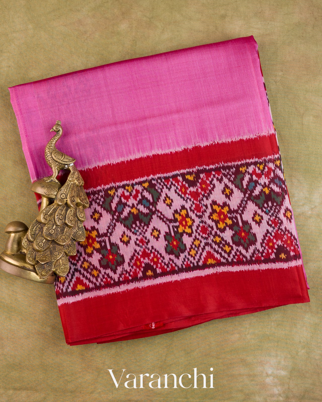Pink Pure Rajkot Patola Silk Handloom Saree
