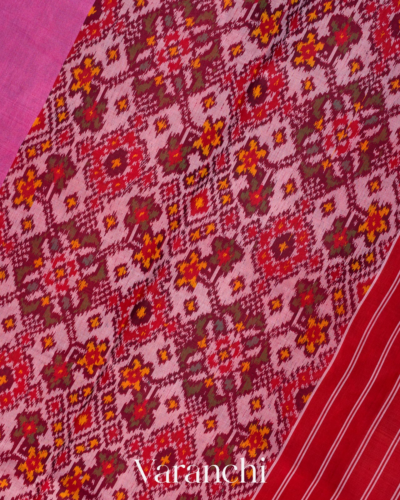 Pink Pure Rajkot Patola Silk Handloom Saree