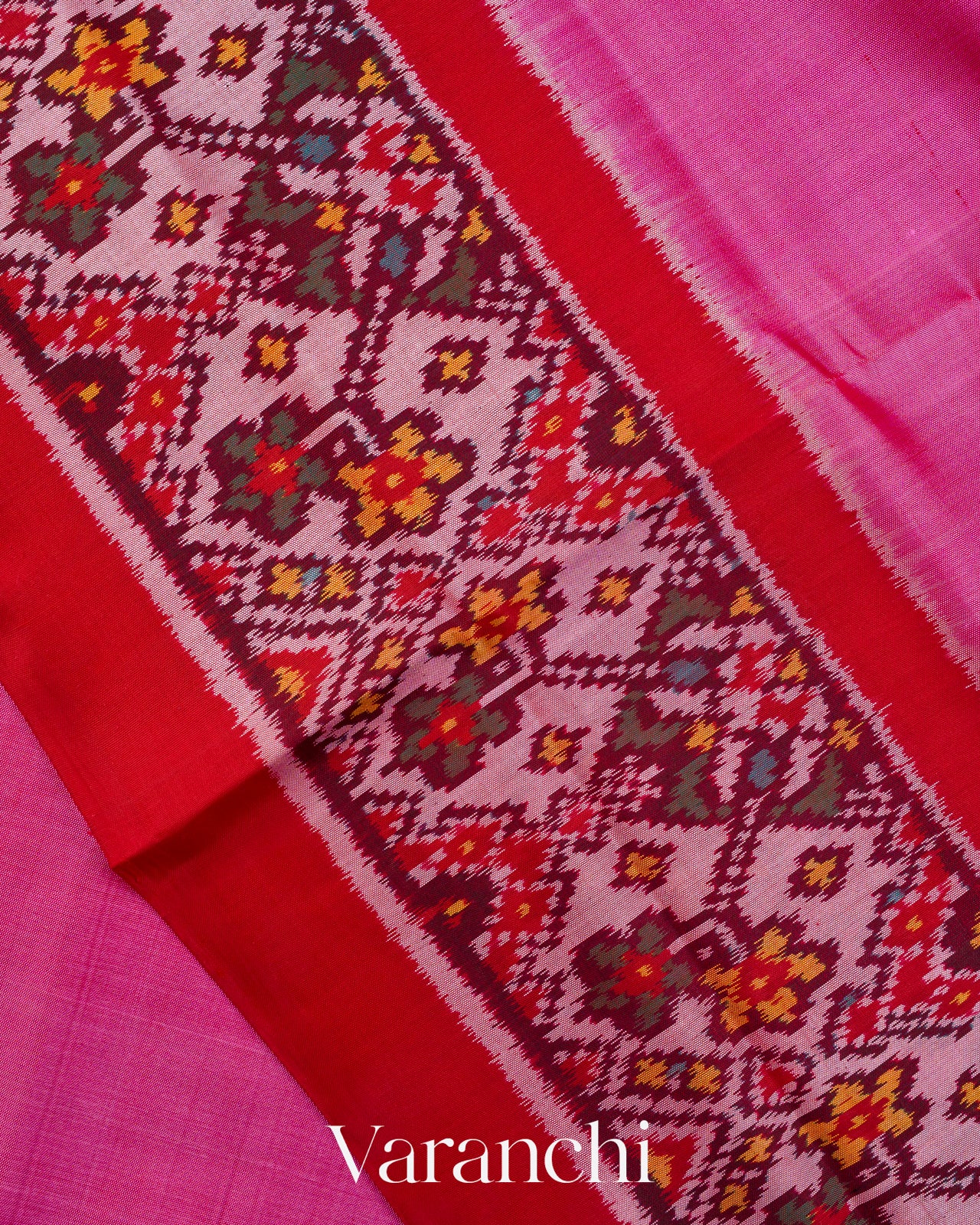 Pink Pure Rajkot Patola Silk Handloom Saree