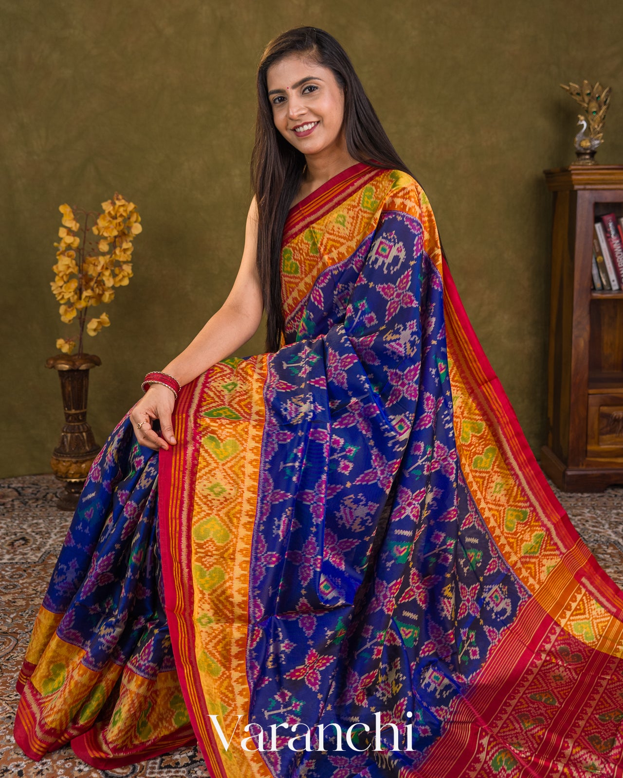 Royal Blue Pure Rajkot Patola Silk Handloom Saree