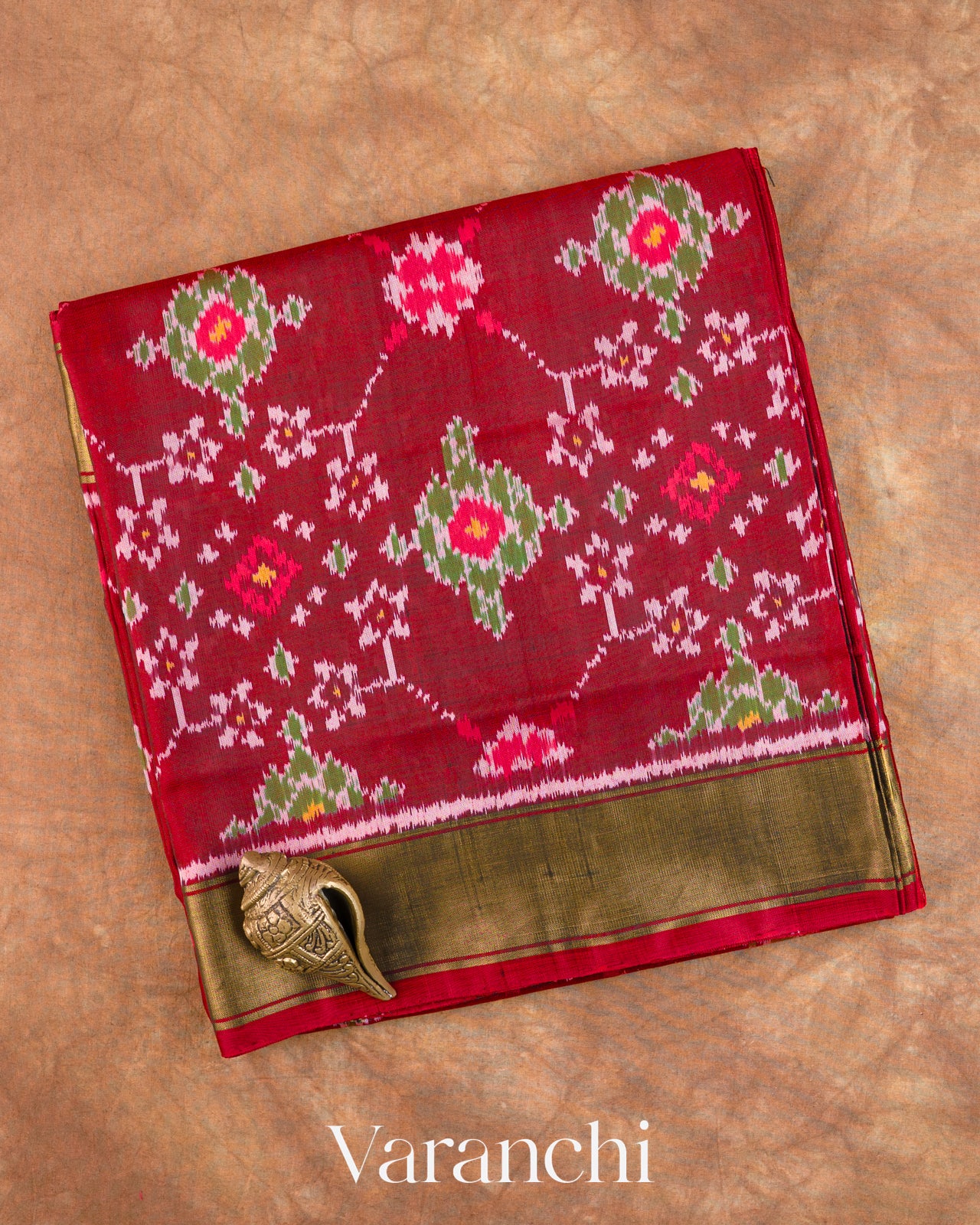 Deep Maroon Pure Rajkot Patola Silk Handloom Saree