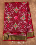 Deep Maroon Pure Rajkot Patola Silk Handloom Saree