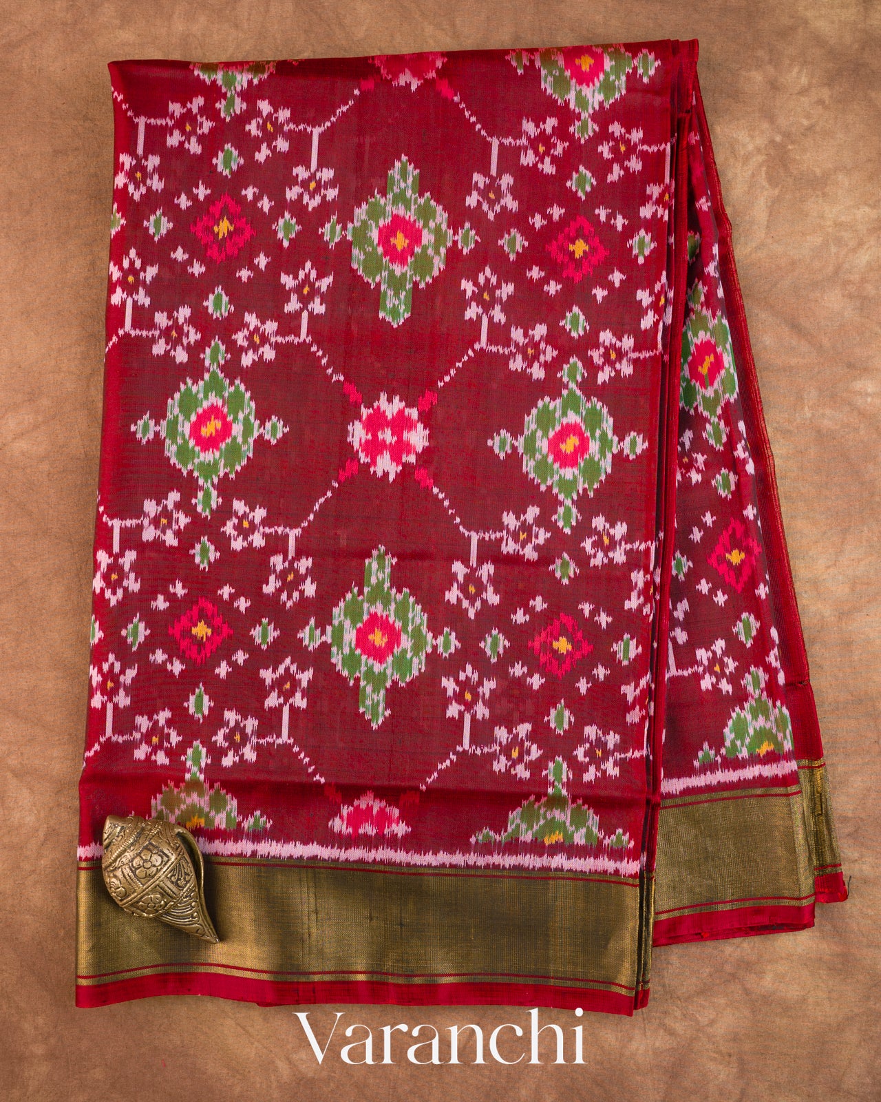 Deep Maroon Pure Rajkot Patola Silk Handloom Saree