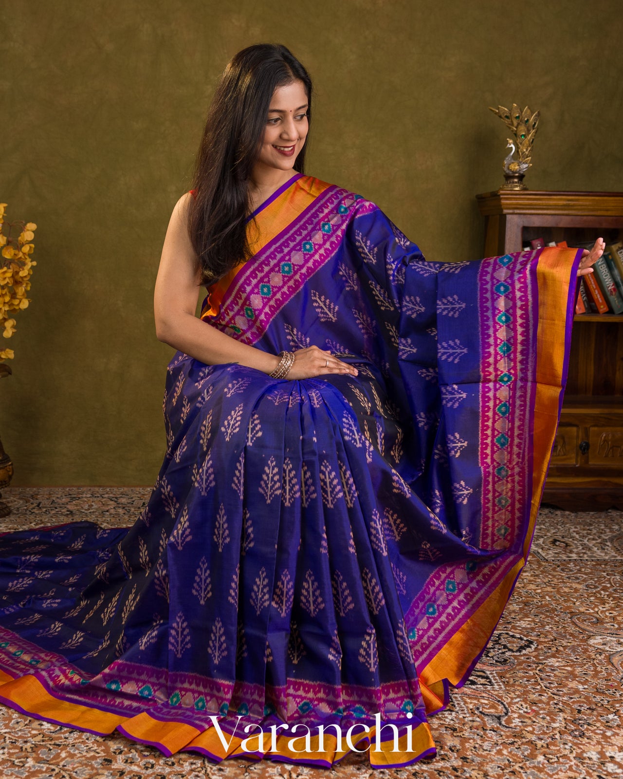 Royal Blue Pure Rajkot Patola Silk Handloom Saree