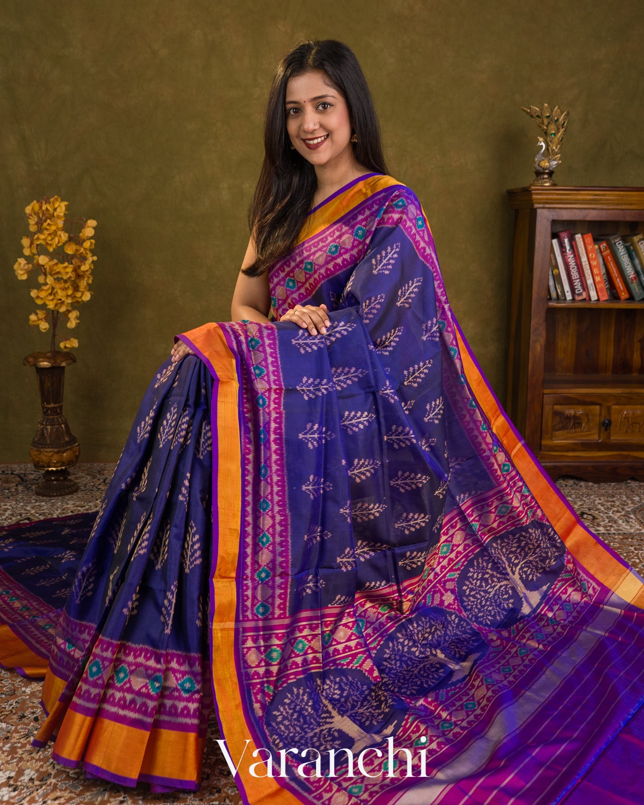 Royal Blue Pure Rajkot Patola Silk Handloom Saree