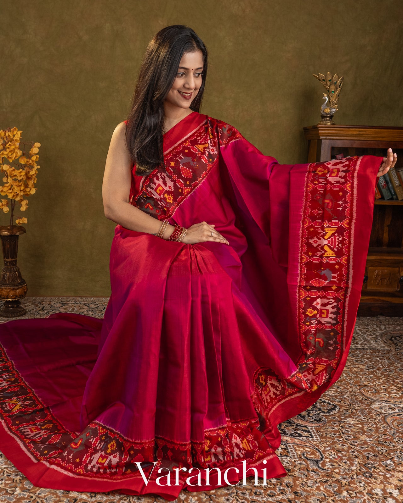 Rani Pink Pure Rajkot Patola Silk Handloom Saree