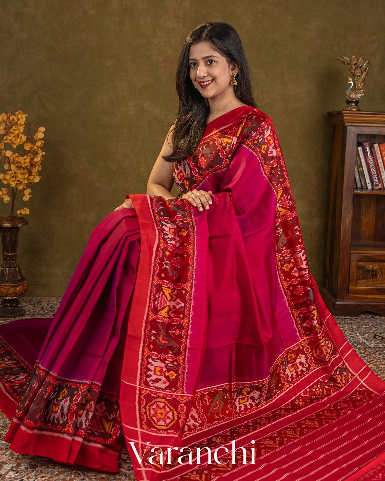 Rani Pink Pure Rajkot Patola Silk Handloom Saree
