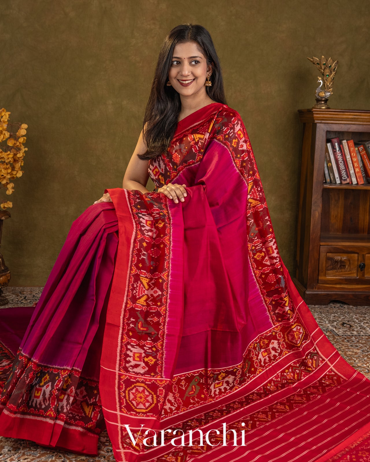 Rani Pink Pure Rajkot Patola Silk Handloom Saree