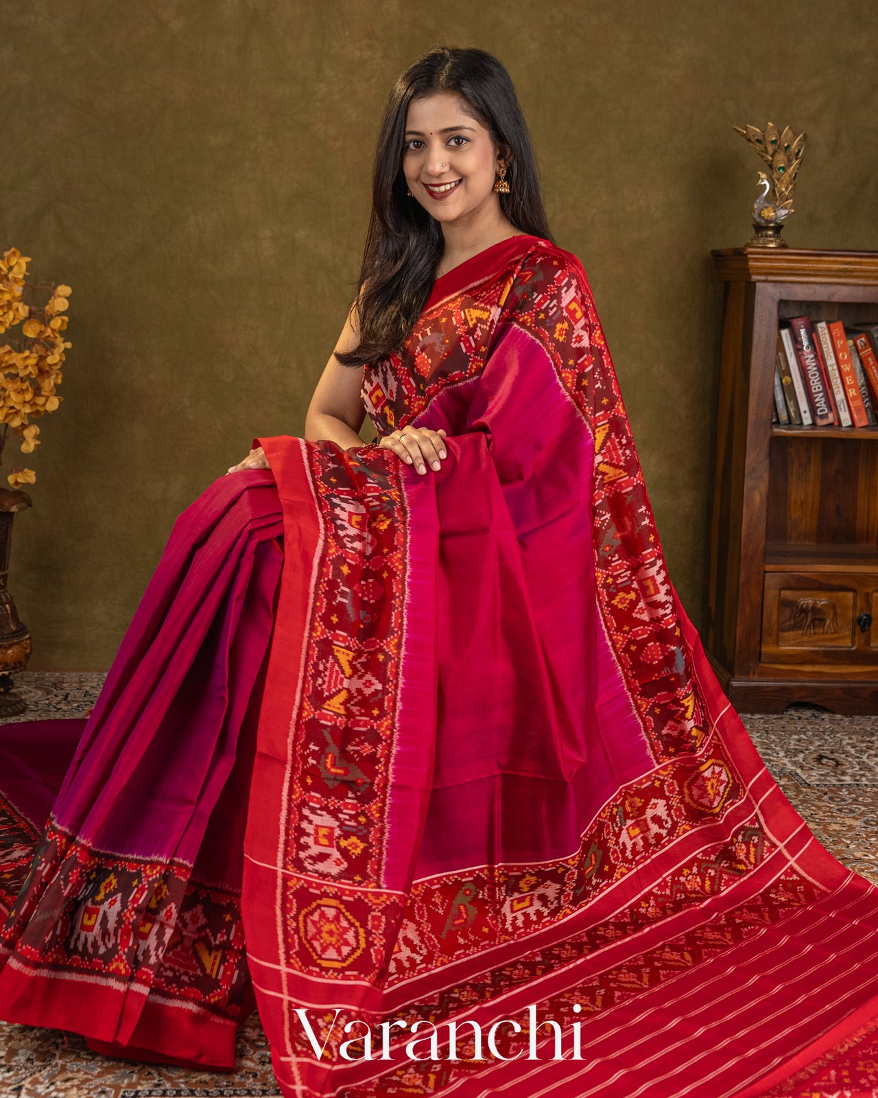 Rani Pink Pure Rajkot Patola Silk Handloom Saree
