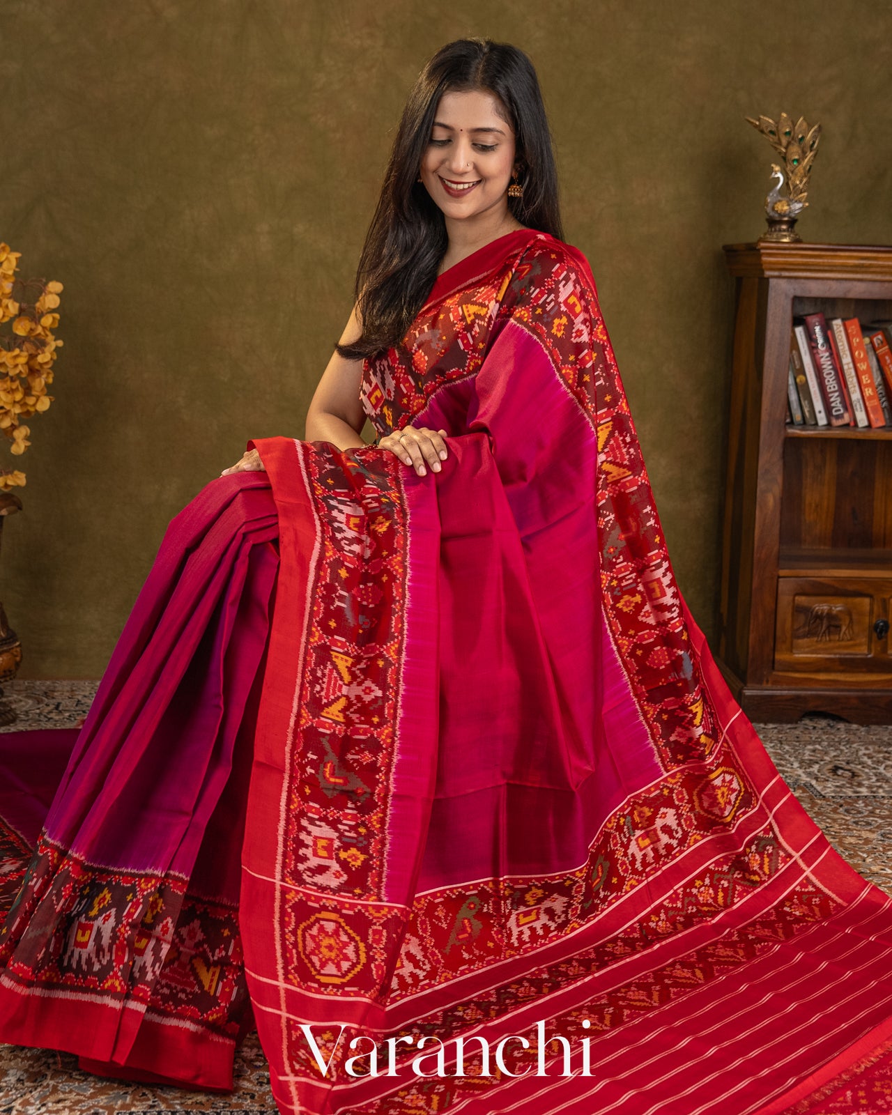 Rani Pink Pure Rajkot Patola Silk Handloom Saree
