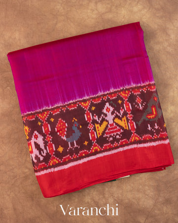 Rani Pink Pure Rajkot Patola Silk Handloom Saree