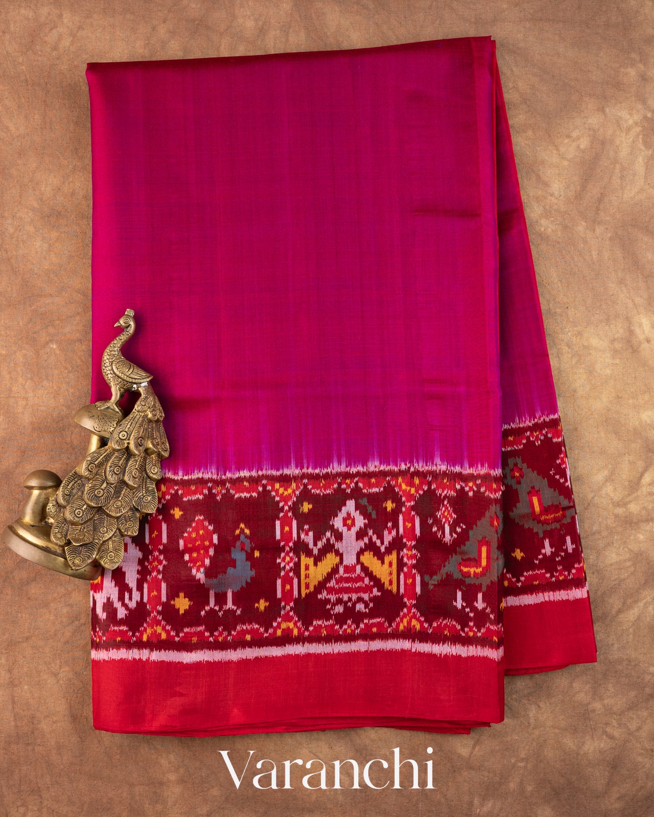 Rani Pink Pure Rajkot Patola Silk Handloom Saree