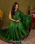 Bottle Green Pure Rajkot Patola Silk Handloom Saree