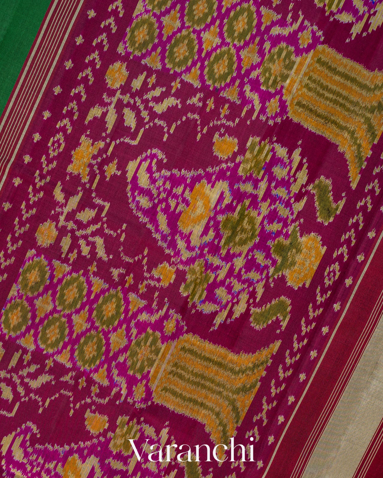 Bottle Green Pure Rajkot Patola Silk Handloom Saree