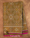 Olive Green Pure Rajkot Patola Silk Handloom Saree