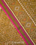 Olive Green Pure Rajkot Patola Silk Handloom Saree